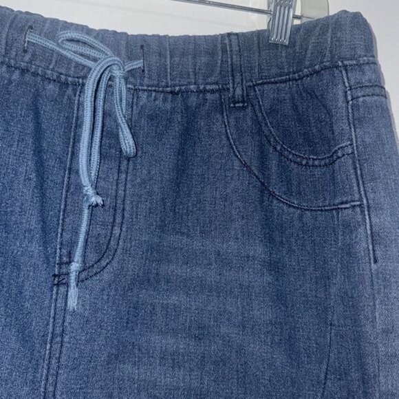 Elastic Waist Denim Jogger Jeans XXL Relaxed Fit Blue Wash Drawstring Waistband - Picture 4 of 12